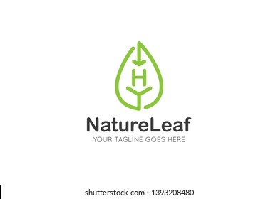 letter h leaf logo and icon vector illustration design template