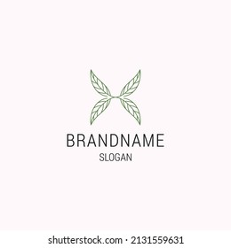 Letter h leaf logo icon flat design template 