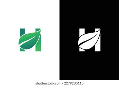 Letter H leaf logo icon design template vector. Symbol, alphabet, botanical, natural H letter logo design.