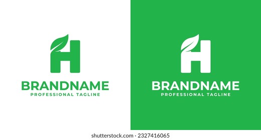 Letter H Leaf Logo, suitable for business related to leaf, nature, plant, ecology, or environment with H initial.