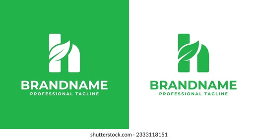 Letter H Leaf Logo, suitable for business related to leaf, nature, plant, ecology, or environment with H initial.