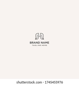 Letter H Leaf logo template design in Vector illustration 