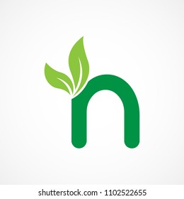 Letter H Leaf Logo Vector Design