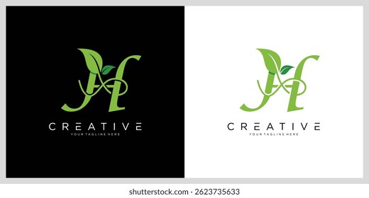 Letter H Leaf Logo vector design