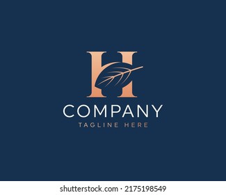 Letter H with leaf modern logo design inspiration  vector Image