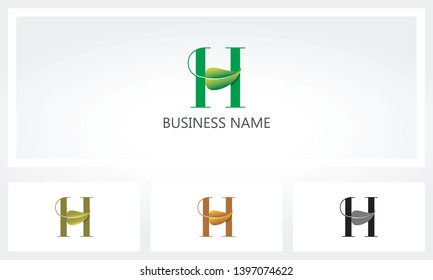 Letter H Leaf Sprout Logo