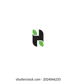 letter H leaf symbol simple logo vector