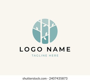 Letter H leaf tree logo design