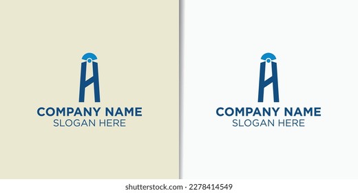 concepto de diseño de logotipo de letra H y faro, plantilla de diseño de logotipo de viaje