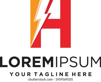 Letter H lightning electric logo