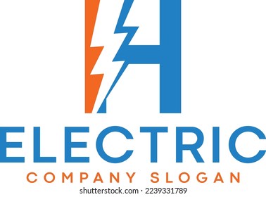 
Letter H Lightning Electric Logo With Lighting Bolt