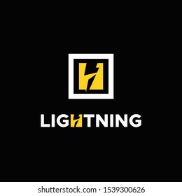 letter H for lightning logo design unique
