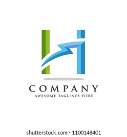 Letter H lightning logo icon design template elements, flash letter H logo vector