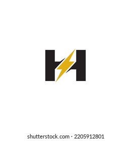 Letter H and Lightning logo or icon design