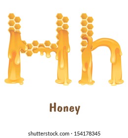 The letter H like honeycombs