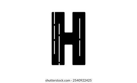 letter H like road, transport company emblem, emblem, black isolated silhouette