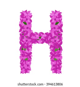 Letter H, lilac flower letter H, violet colour, H, alphabet letter H