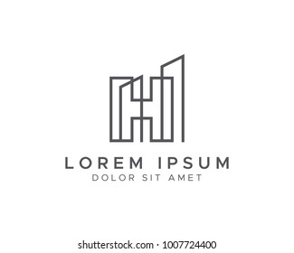 Letter H Line Building Logo