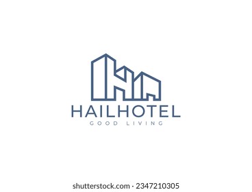 Letter H A Line Buildings City Logo Concept. Initial A H Simple Logo Identity for Branding, Business, Real Estate, Kingdom, Fasion and Luxury Brand
