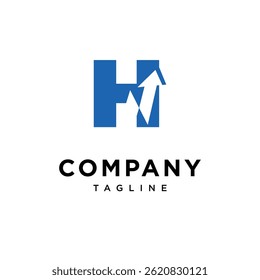 Letter H Line Chart Logo Icon Vector