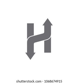letter h linear arrow logo vector