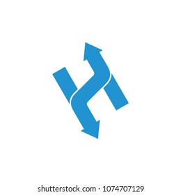 letter h linear arrow logo vector