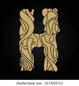 Letter H Linked Artistic Shape Monogram Logotype