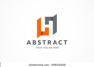 letter h linked paper logo design template