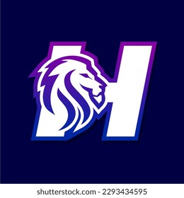 Letter H Lion Logo Design, Gaming Sport Icon