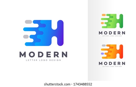 Letra H ilustración de diseño del logotipo geométrico abstracto líquido de la letra. Elementos de gradiente fluido. Futurista diseño de logotipo de empresa dinámico de moda. Plantilla EPS vectorial.