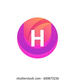 Letter H logo abstract circle shape element. Vector round company icon sign.