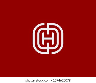 the letter h logo in abstract with a combination of lines forming a square frame. editable and easy to custom