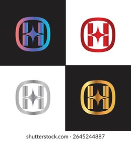 Letter H logo, H logo, AI logo set, modern and minimal design, tech-inspired, colorful icons and symbols, suitable for artificial intelligence, innovation, branding, startups, and digital identity.
