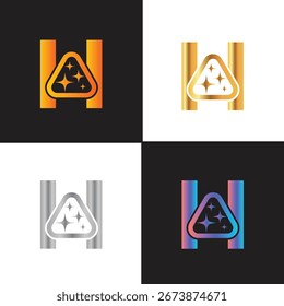 Logotipo de la letra H, logotipo de la letra H, sistema del logotipo de la IA, diseño moderno y mínimo, iconos y símbolos coloridos inspirados en la tecnología, convenientes para la inteligencia artificial, la innovación, la marca, las startups, y la identidad digital.