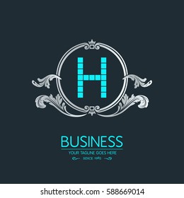 Letter H logo. Alphabet logotype vector design in circle.