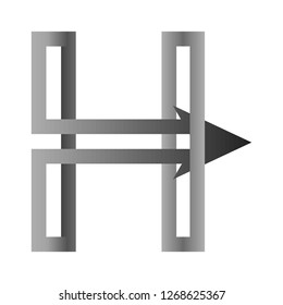 Letter H Logo with Arrow and Black to White Gradient. Editable Icon Template