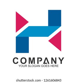 letter H logo with arrow button icons