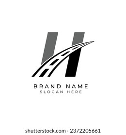 Letter H logo asphalt for identity. Construction template vector illustration for brand