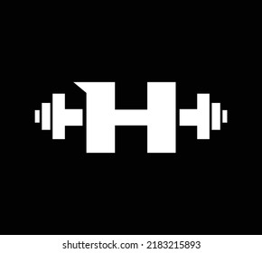 Letter H Logo With barbell. Fitness Gym logo