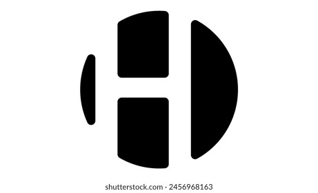 Letter H Logo, black isolated silhouette