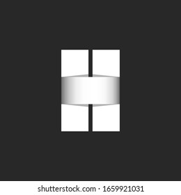 Letter H logo bold monogram, paper cut wide stripes black and white gradient stylish typography design element, creative identity hotel emblem