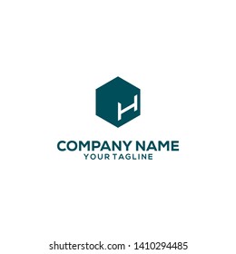 Letter H Logo with Box Illustration on White Background