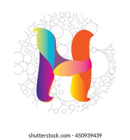Letter H logo in bubble frame. Colorful vector design for banner, presentation, web page, app icon, card, labels, posters, and publication