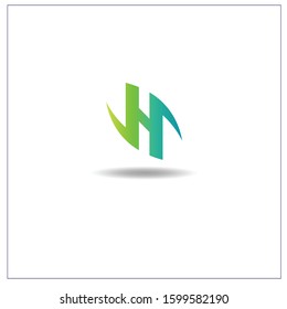 The Letter H logo can be used for application icons. with green leaves.