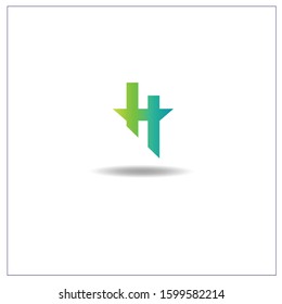 The Letter H logo can be used for application icons. with green leaves.