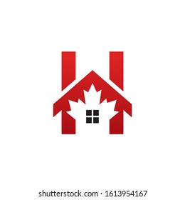 letter h logo with canada flag home house element template