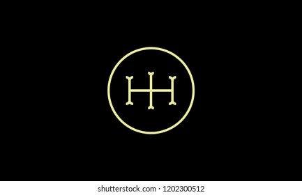 LETTER H AND I LOGO WITH CIRCLE FRAME FOR LOGO DESIGN OR ILLUSTRATION USE