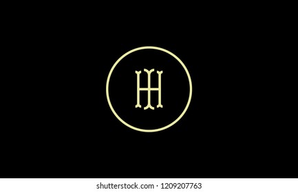LETTER I AND H LOGO WITH CIRCLE FRAME FOR LOGO DESIGN OR ILLUSTRATION USE