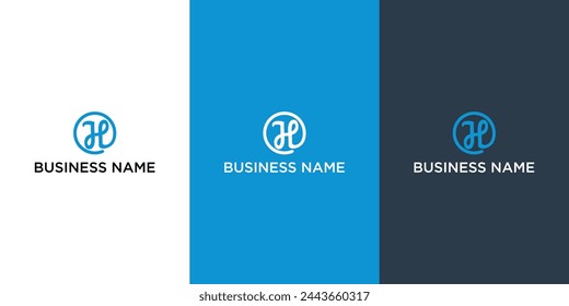 Letra H Logo Con Círculo en estilo de línea Plantilla de diseño