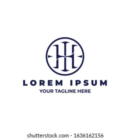 Letter H logo circle simple symbol design template